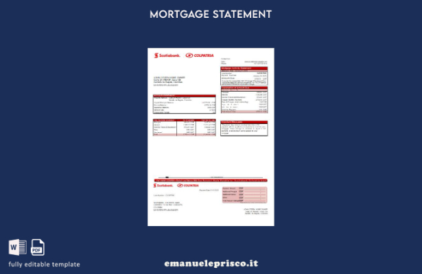 modello di estratto conto mutuo bancario Colombia Scotiabank Colpatria stile ver